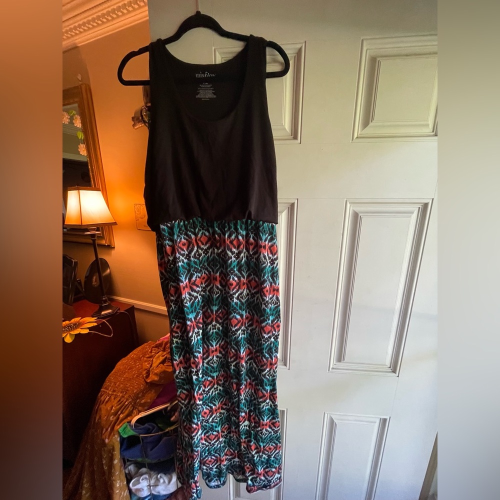 Vibrant Maxi Dress with Black Top